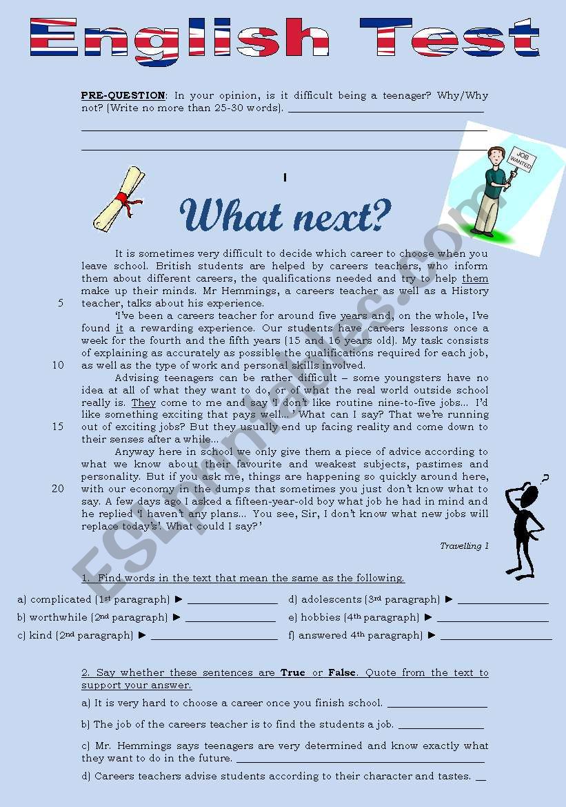 TEST - WHAT NEXT? (3 pages) worksheet