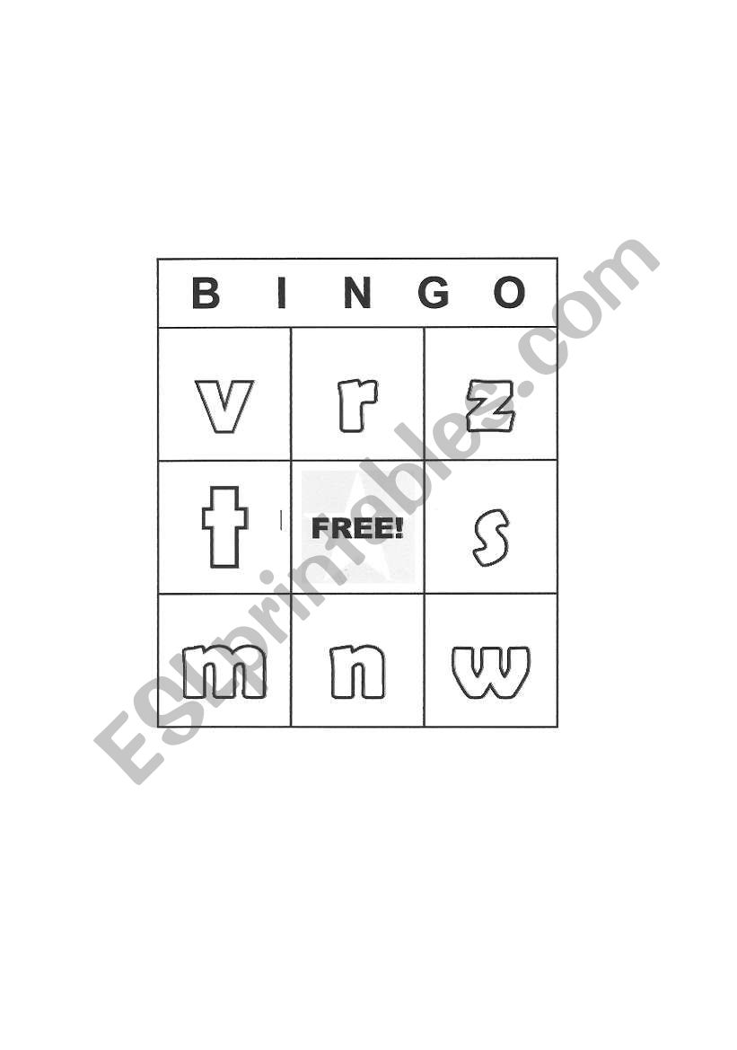 Alphabet bingo worksheet