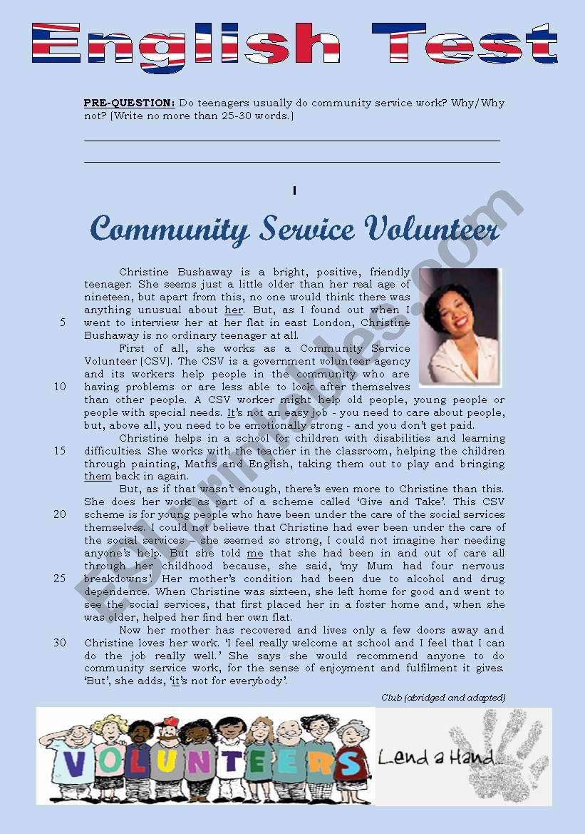 TEST - COMMUNITY SERVICE VOLUNTEERS (3 pages)