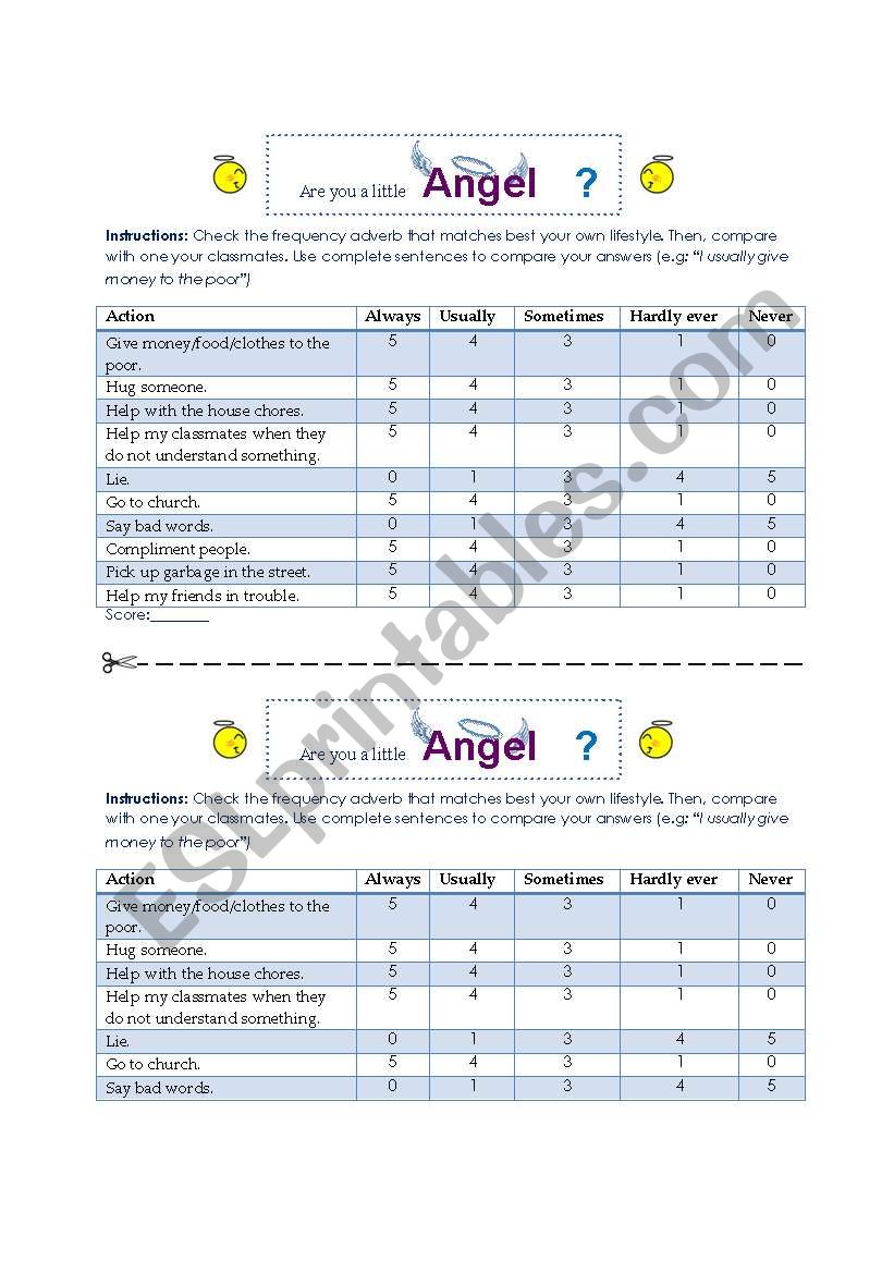 Are you a little angel? worksheet
