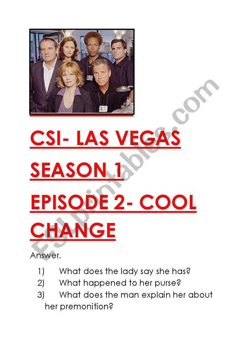 CSI SEASON 1 EPIDODE 2  worksheet