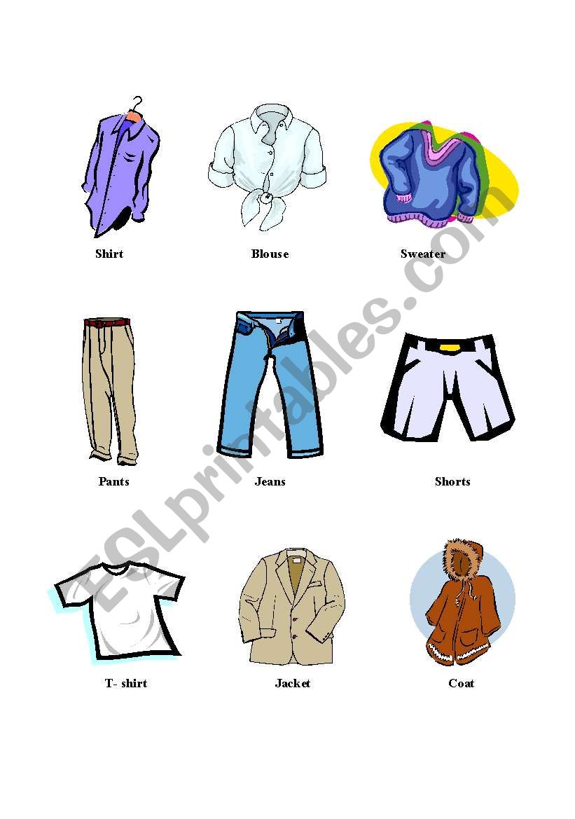 Clothing worksheet