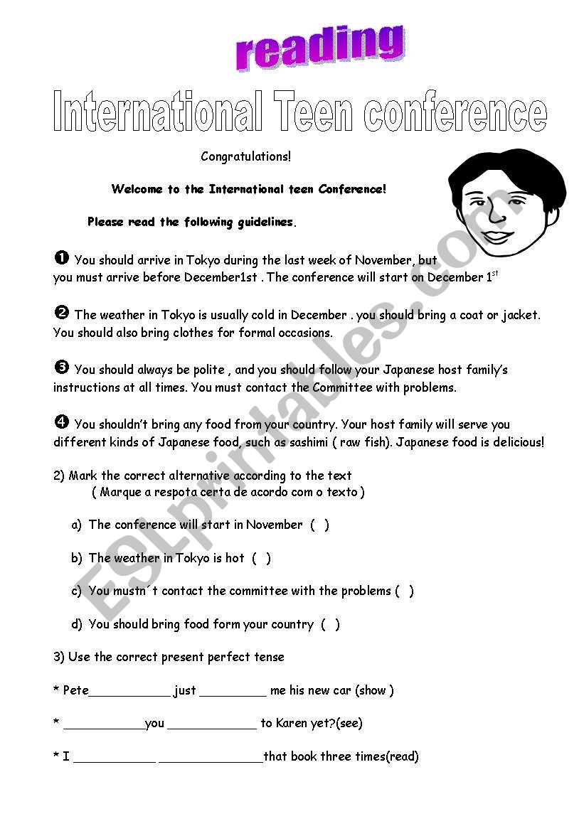 international teen conference worksheet