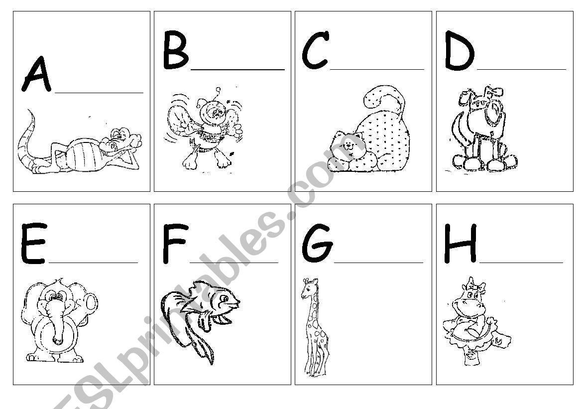 animals alphabet worksheet