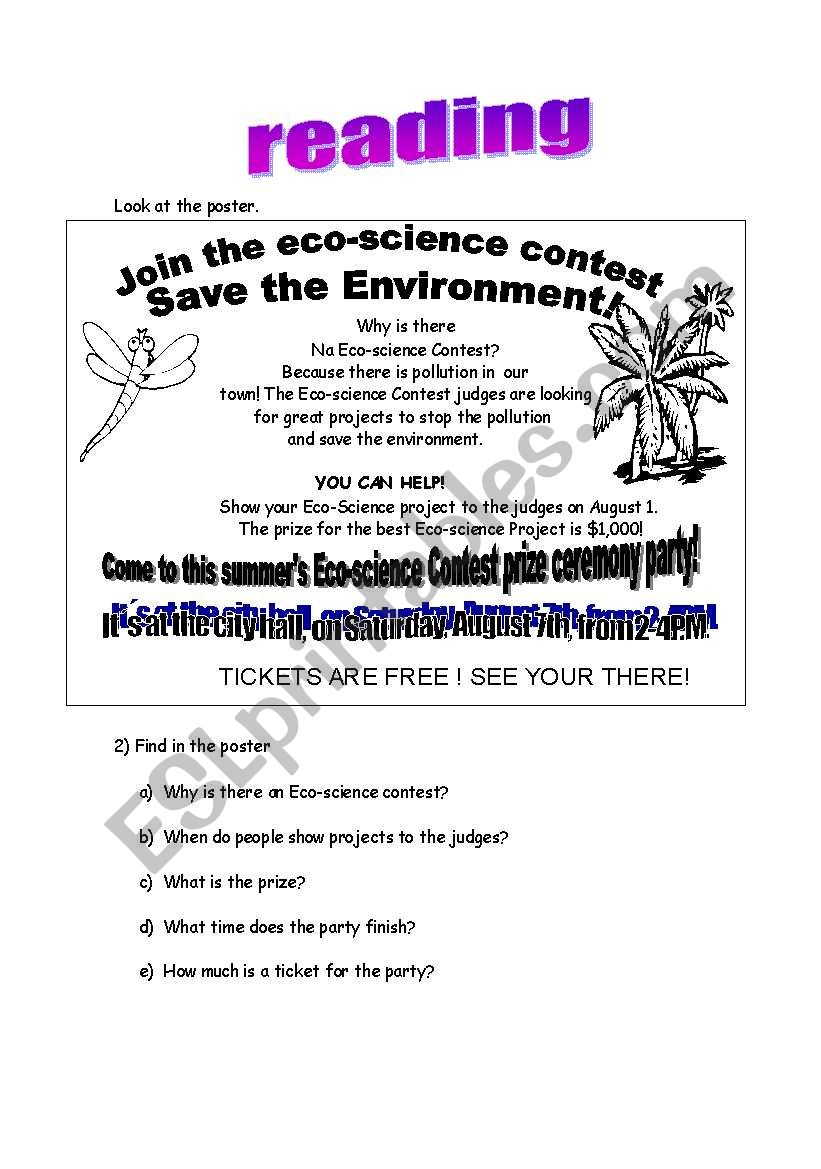 join the eco science contest  worksheet
