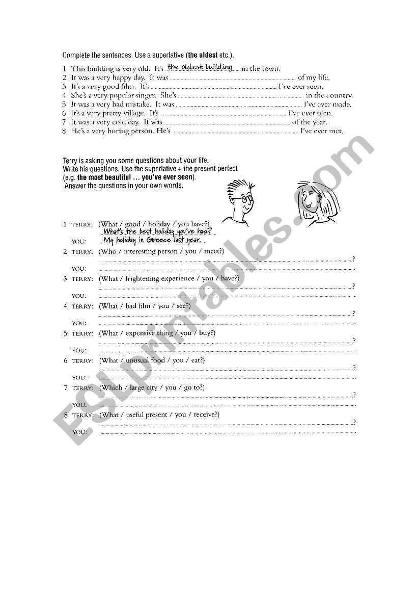 Comparatives and Superlatives worksheet