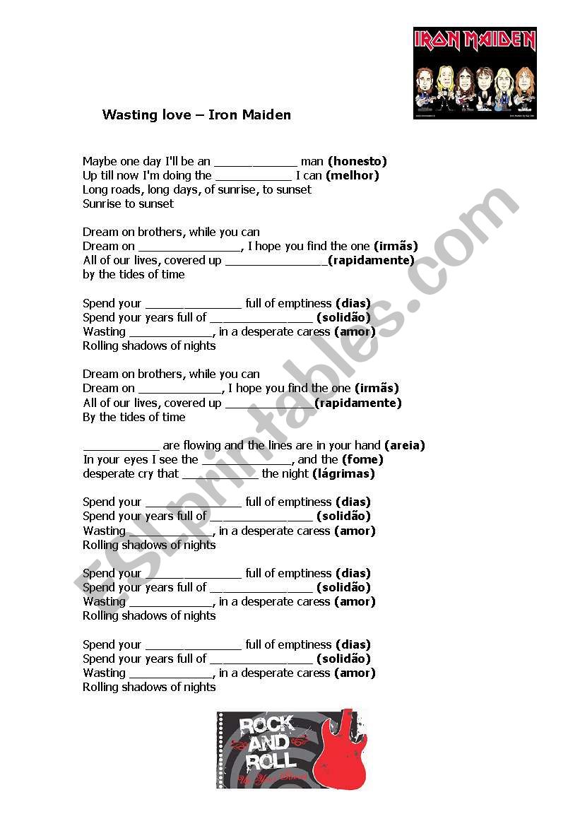 Wasting love worksheet