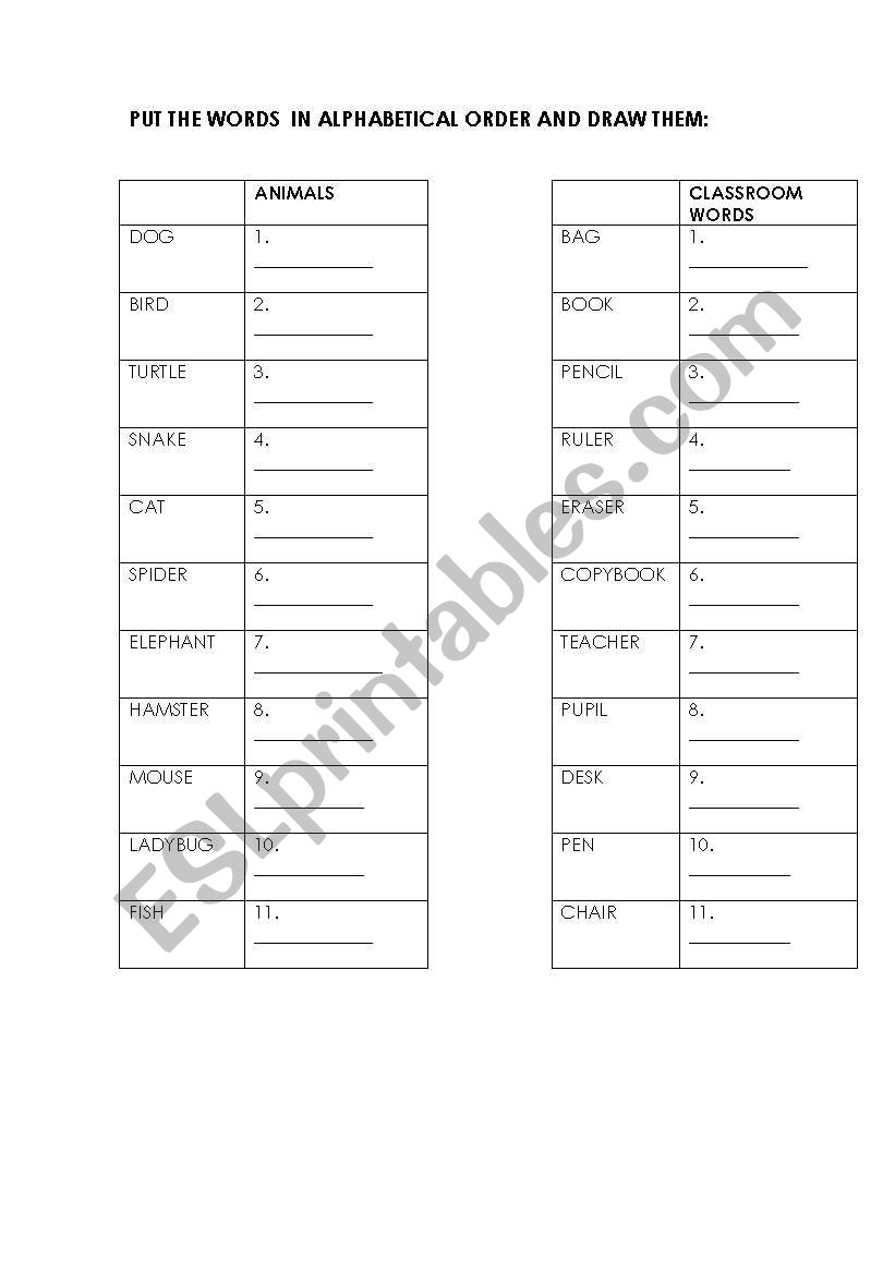 Vocabulary-read and draw worksheet
