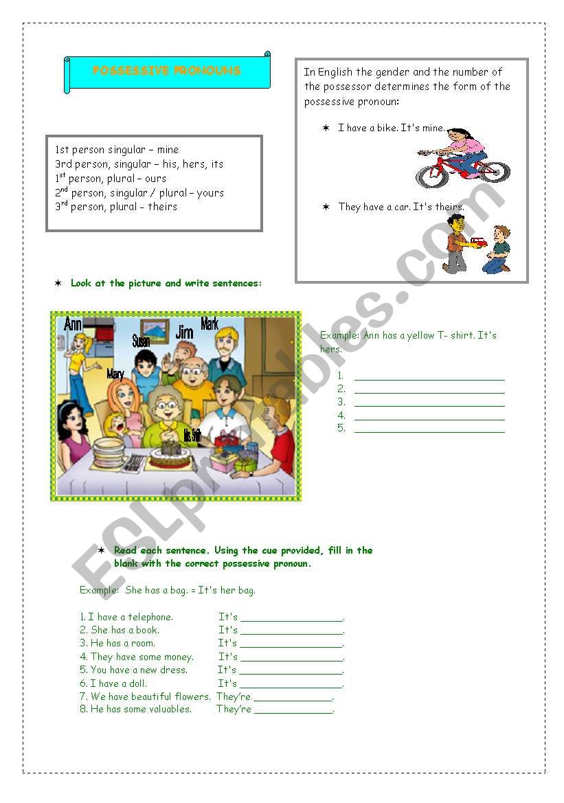 Possessive pronouns worksheet