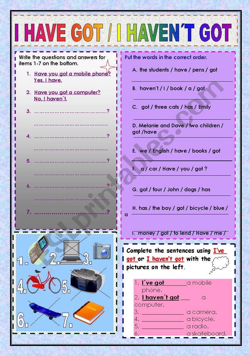 have got / haven´t got / has got / hasn´t got - ESL worksheet by springer