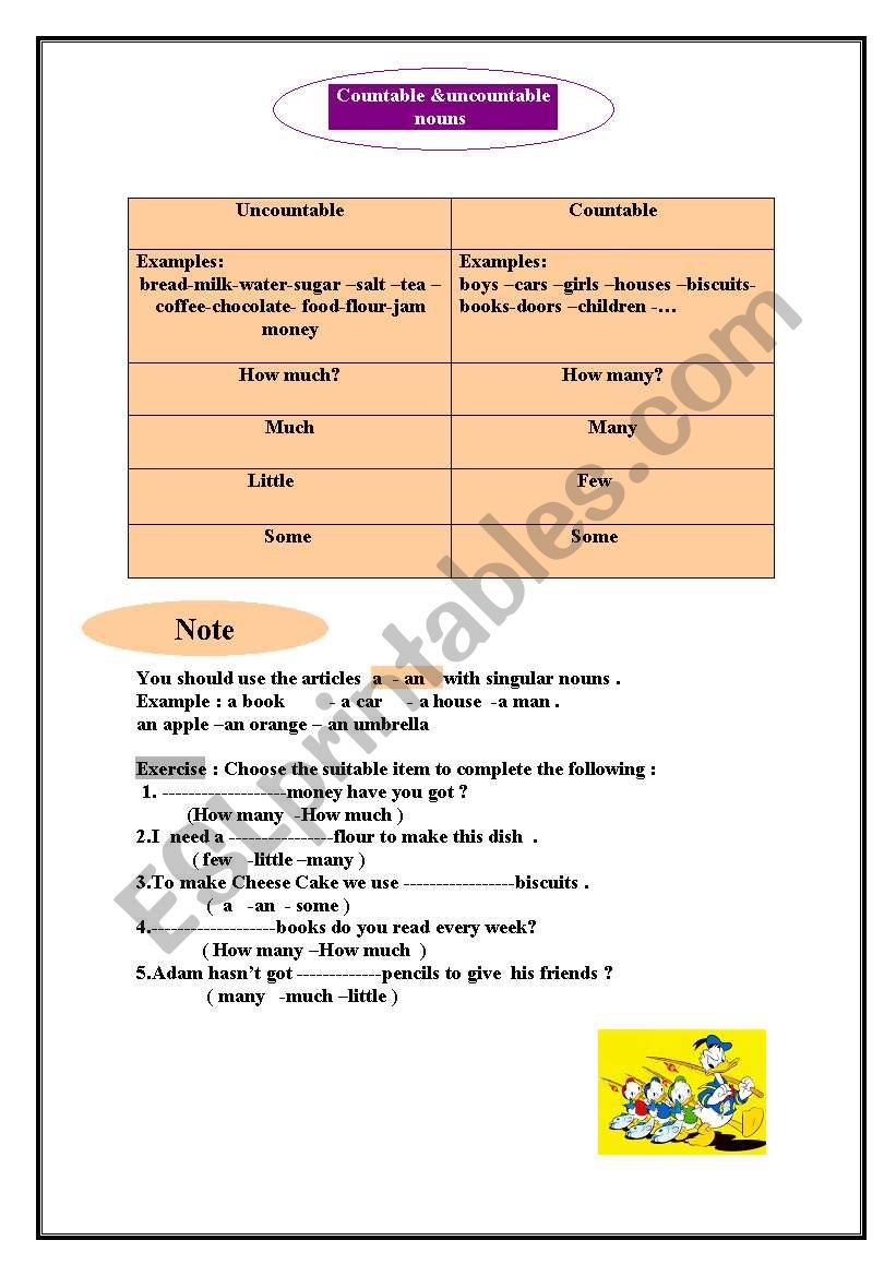 countable and uncountable nouns