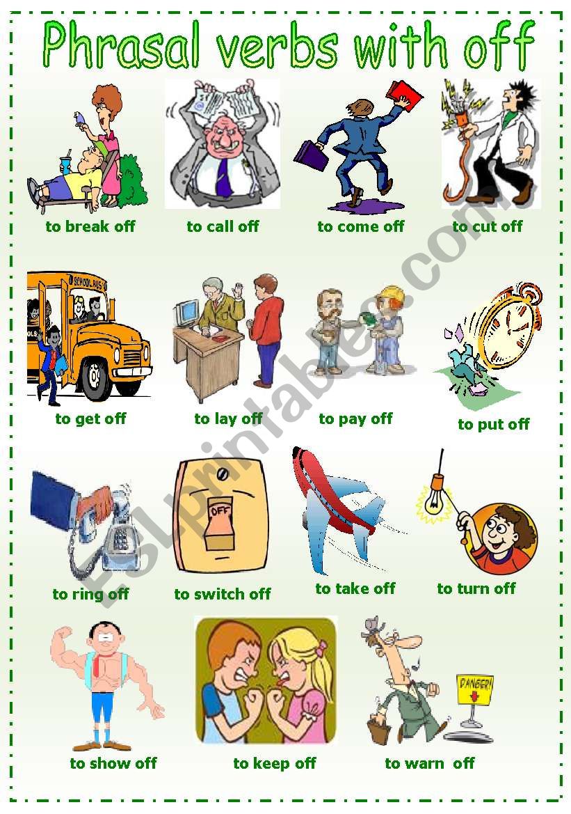 Phrasal verbs with off worksheet