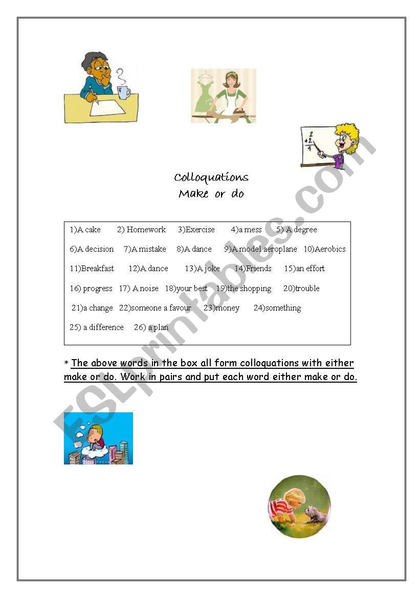 expressions with make or do worksheet