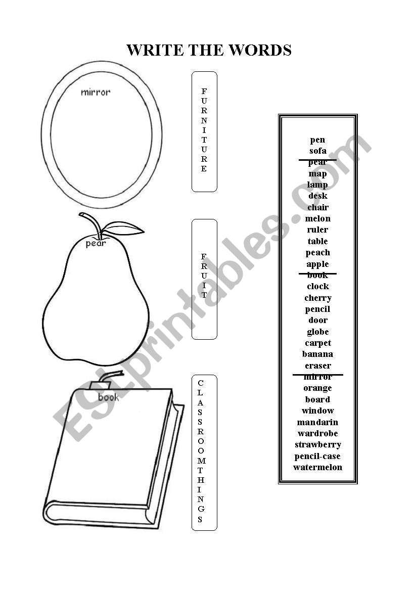 Write the words worksheet