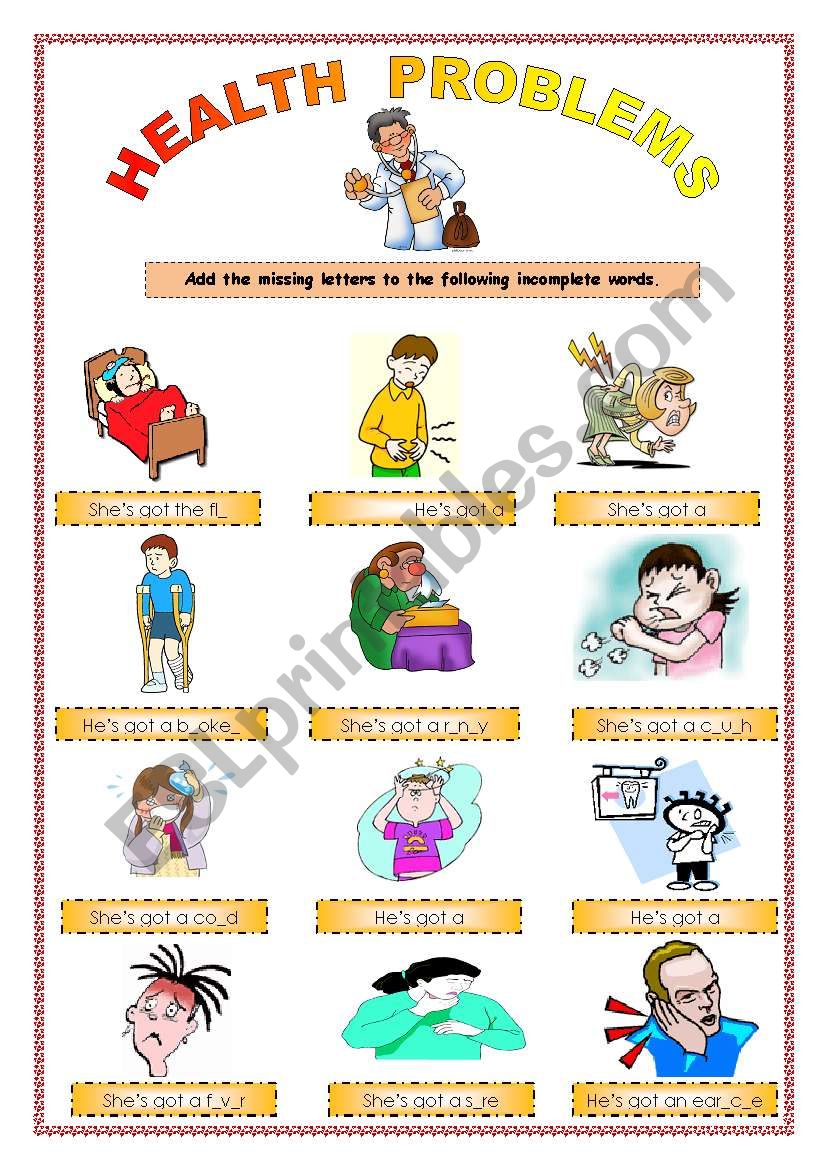 health problems I worksheet