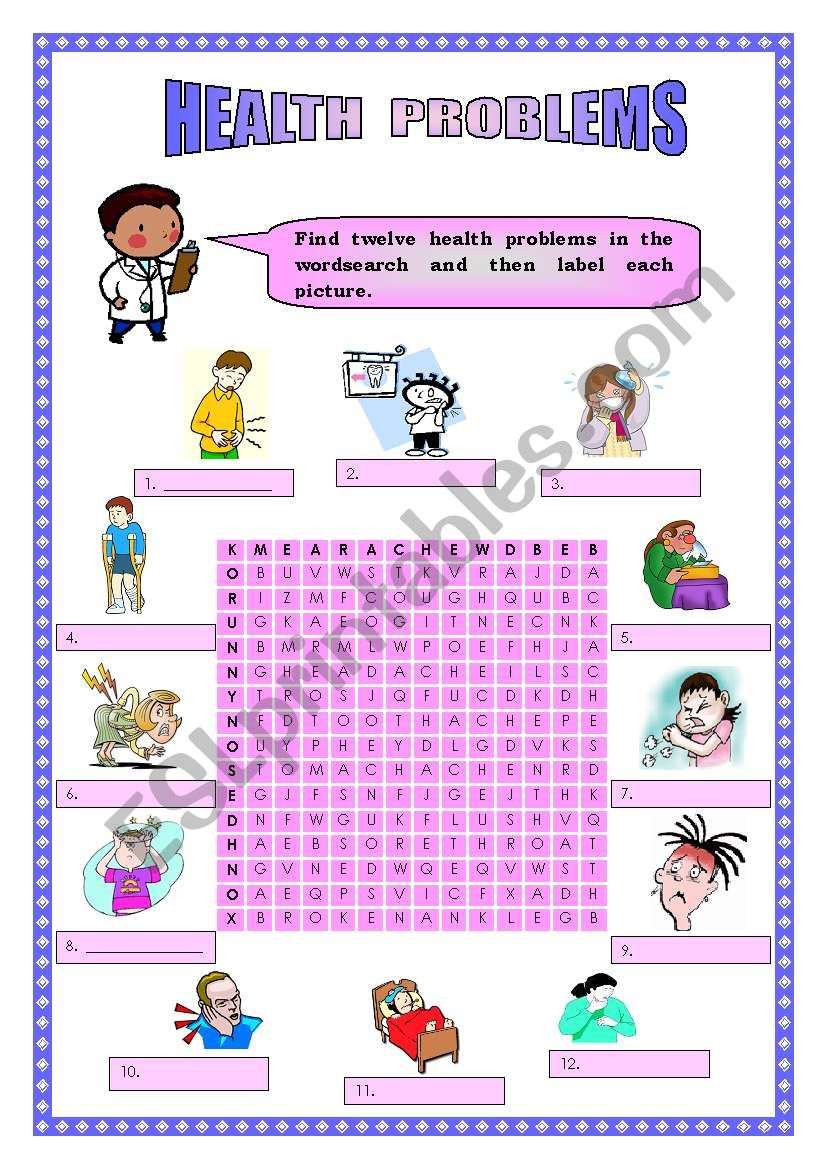 health problems II worksheet