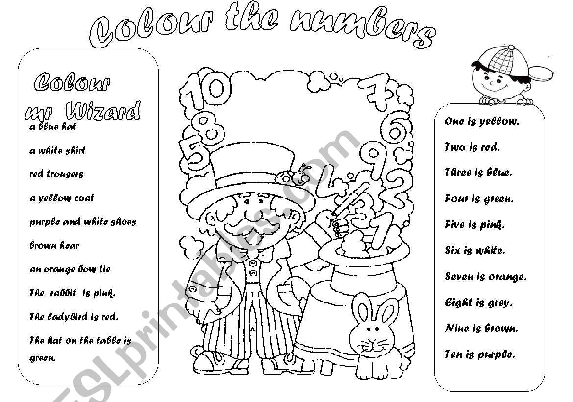 Colours&numbers worksheet