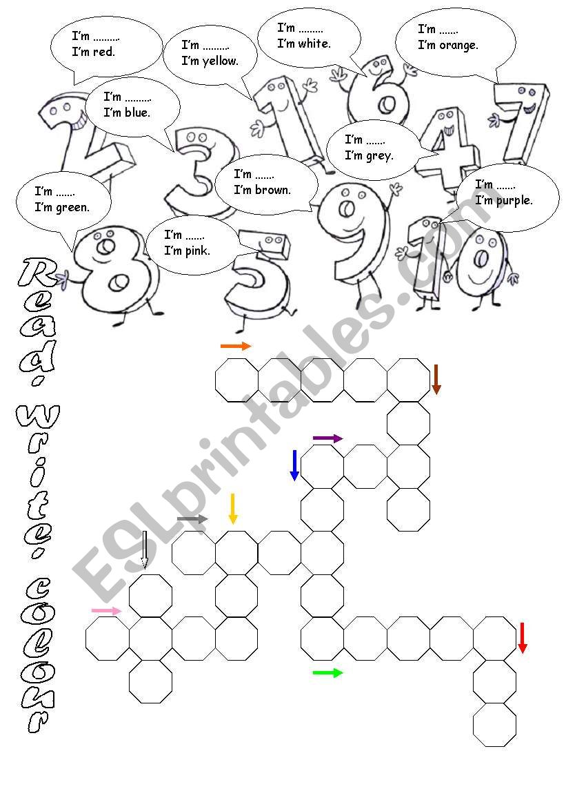 Numbers&colours worksheet
