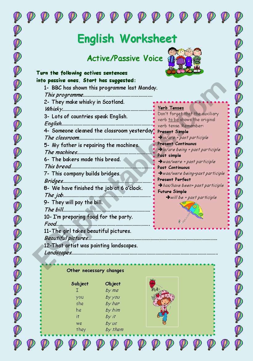 Active/Passive Voice worksheet