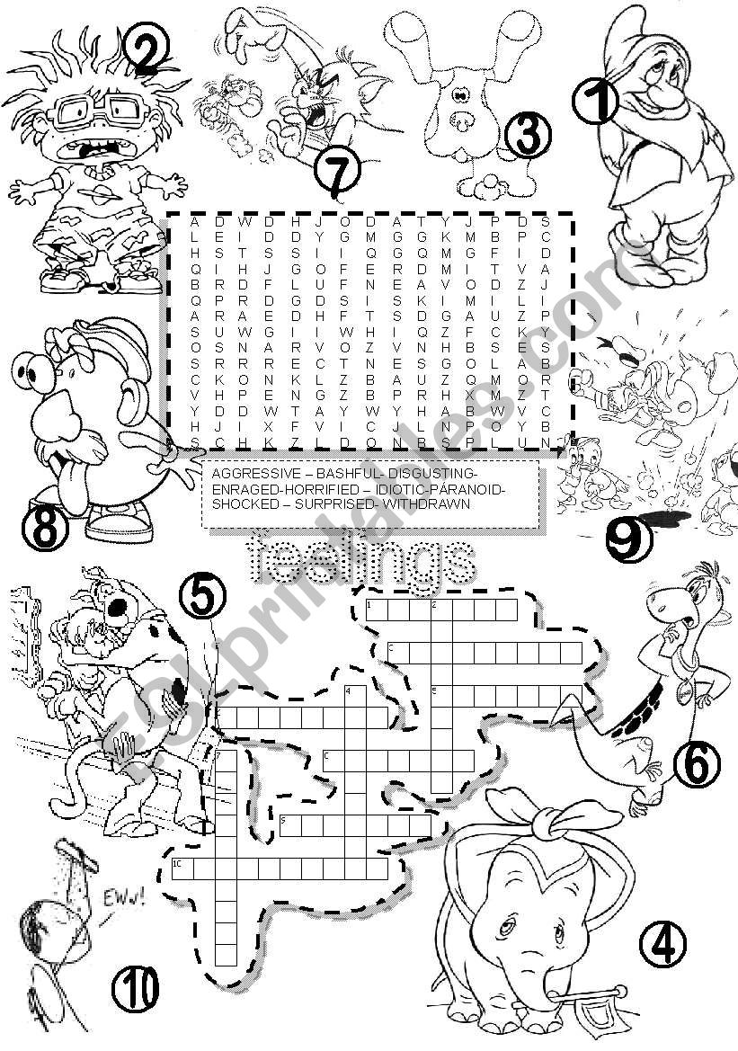 FEELINGS #1 WORDSEARCH and CRISS CROSS PUZZLE