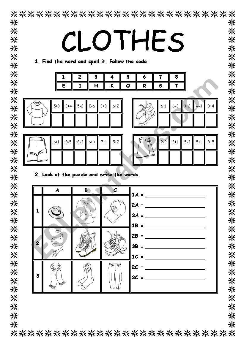 CLOTHES worksheet