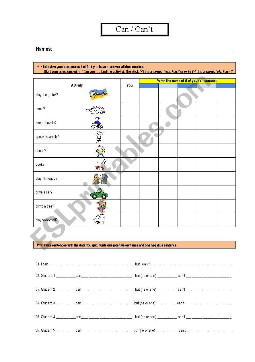 can or cant worksheet