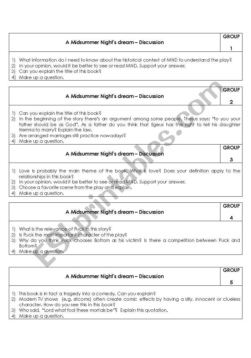 LITERATURE -  A Midsummer nightâ€™s Dream 