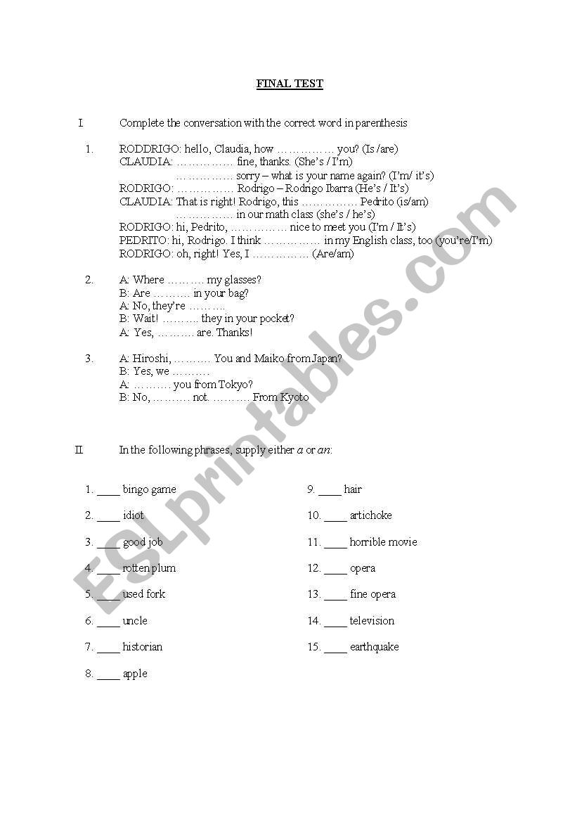 test 01 worksheet