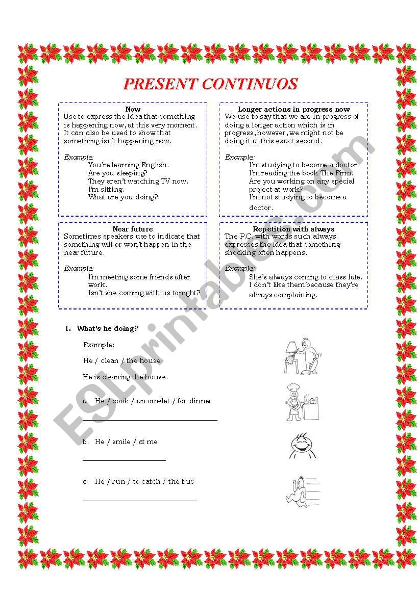 Present Continuos - Leson & Worksheet