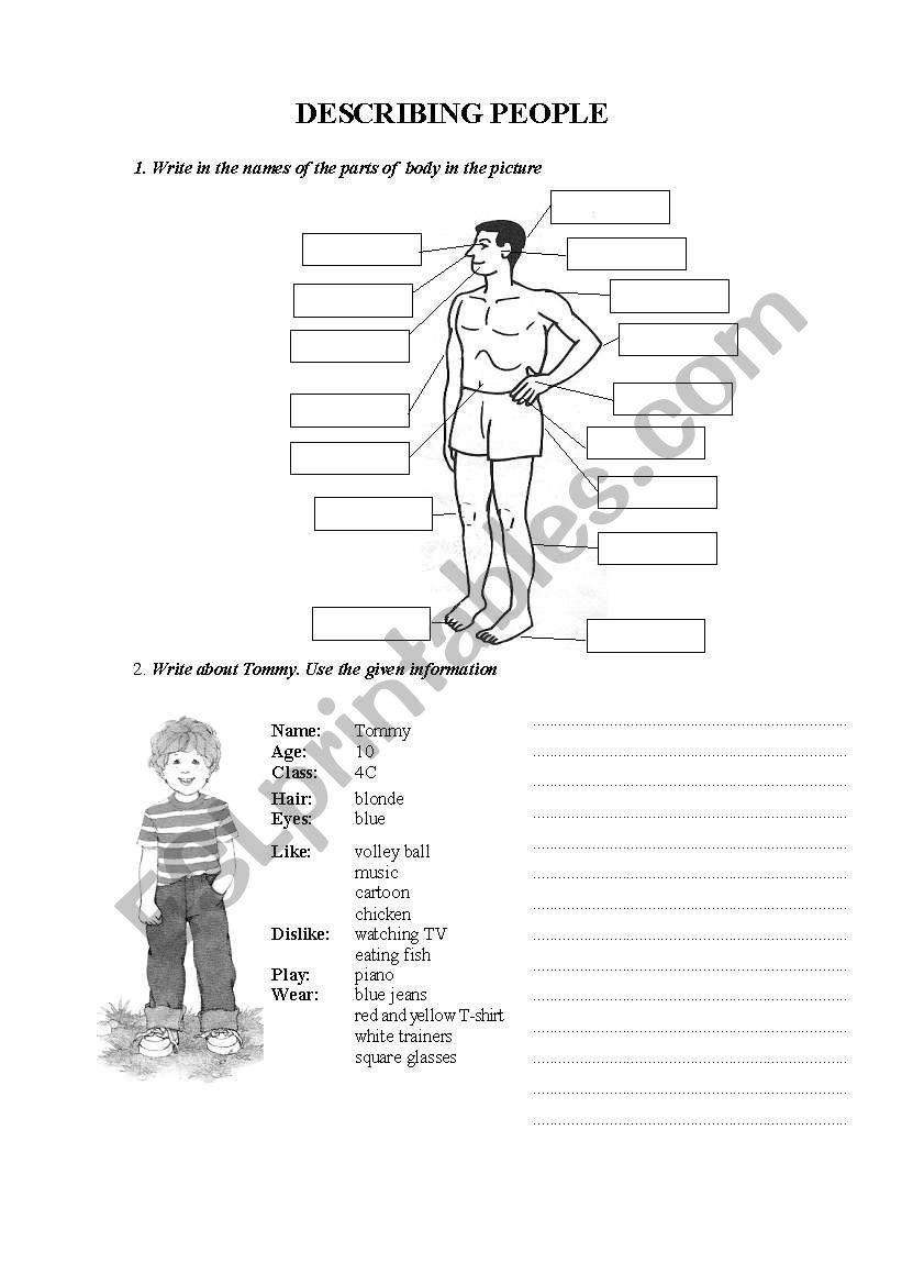 desribing people worksheet