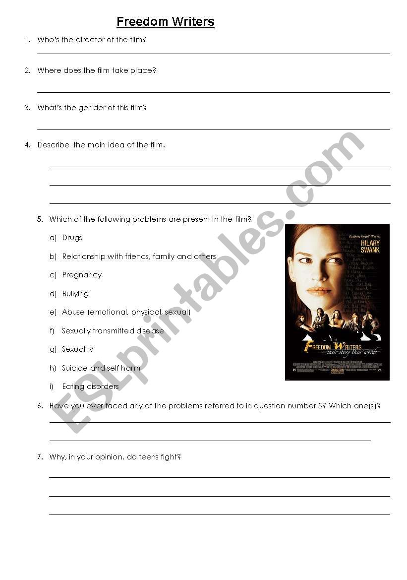 FREEDOM WRITERS worksheet