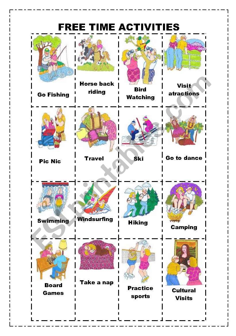 Free Time activities Flashcards