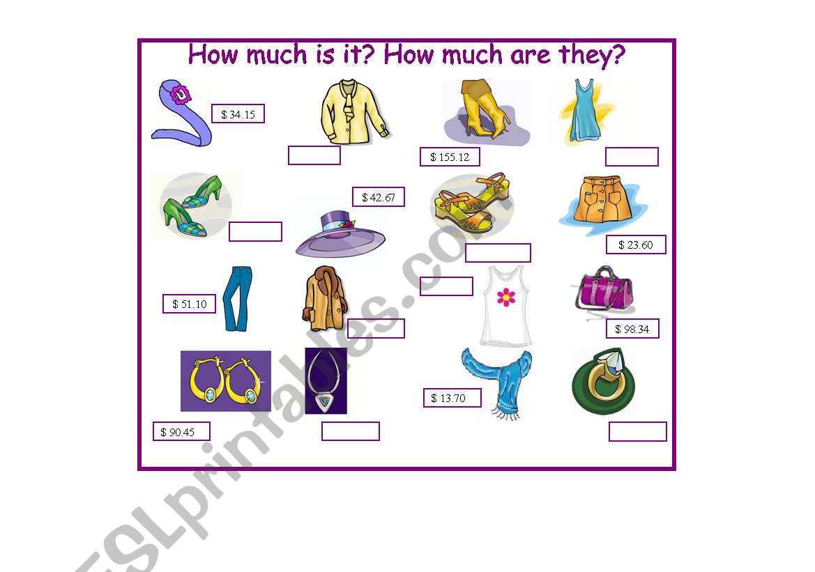How much  (Student B) - Female Clothes