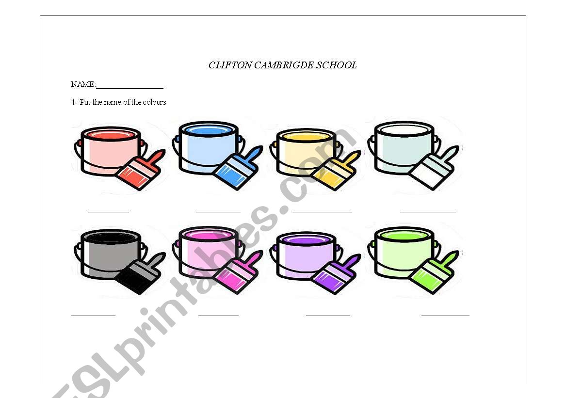 colours worksheet