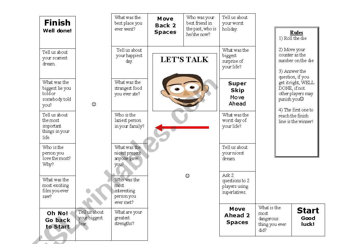 superlatives board game worksheet