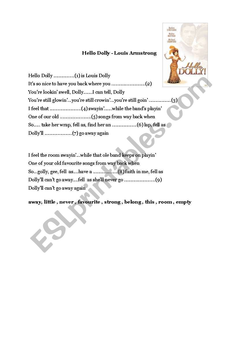 Hello Dolly worksheet