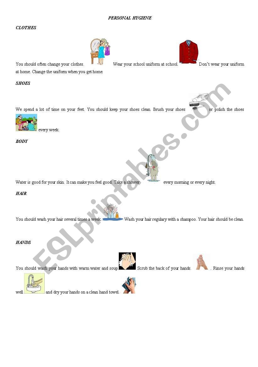 Personal Hygiene worksheet