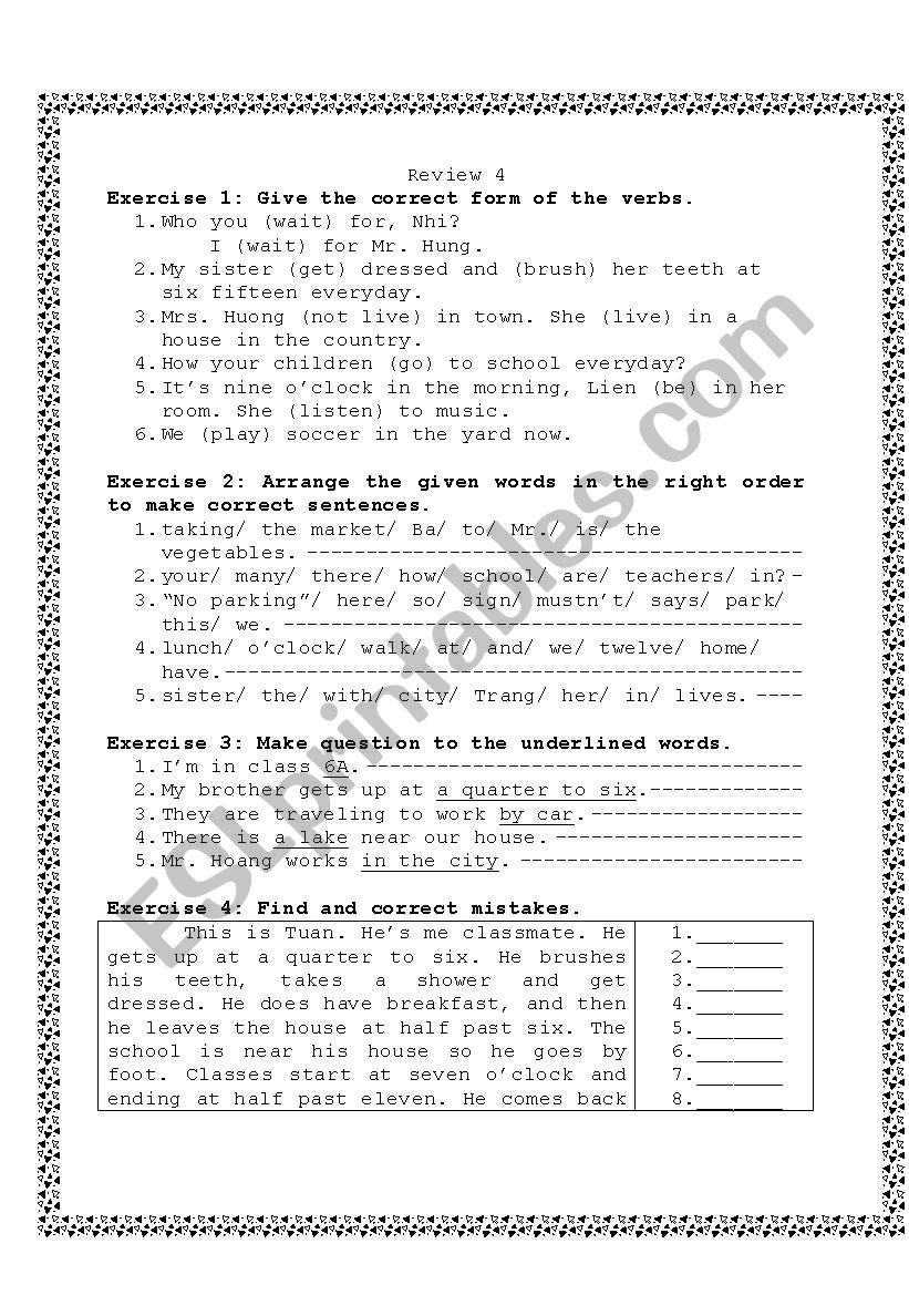 TEST worksheet
