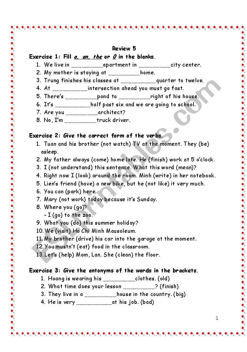TEST worksheet