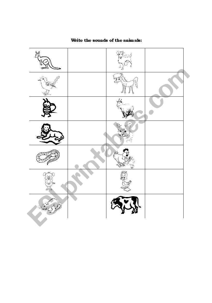 Sounds of Animals worksheet