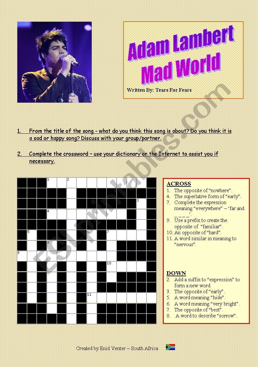 Song: Adam LambertÂ´s Â´Mad WorldÂ´