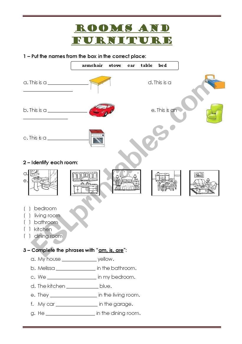 Rooms and Furniture worksheet