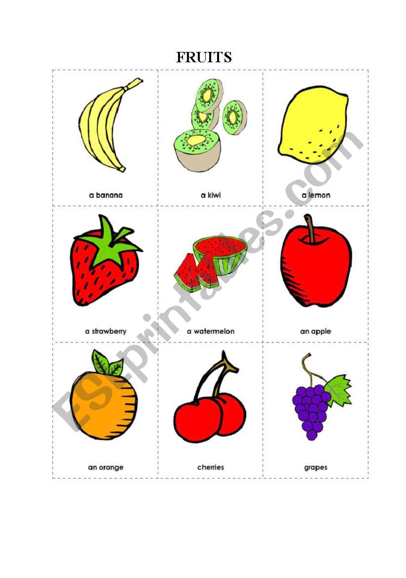 FRUITS worksheet