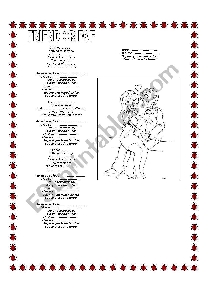 SONG TATU FRIEND OF FOE worksheet