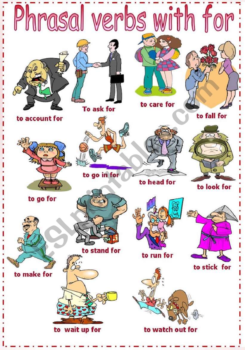 Phrasal verbs with for worksheet
