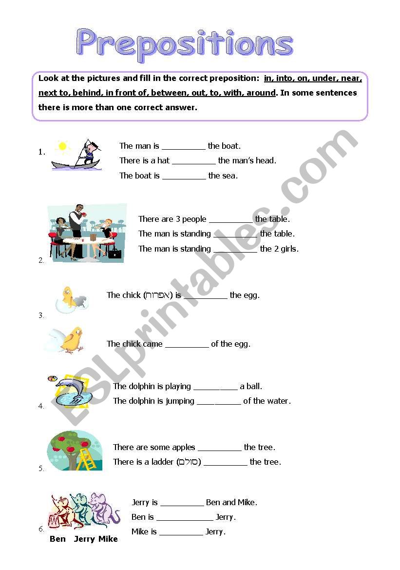 Prepositions worksheet