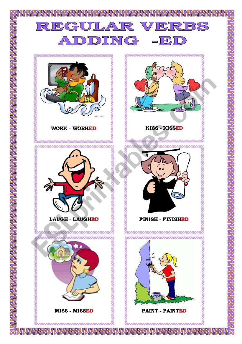 flashcards regular verbs (three pages)