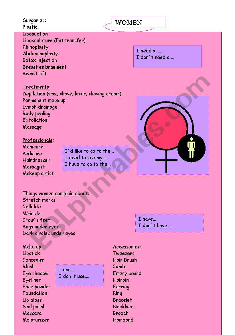 Women Stuff worksheet