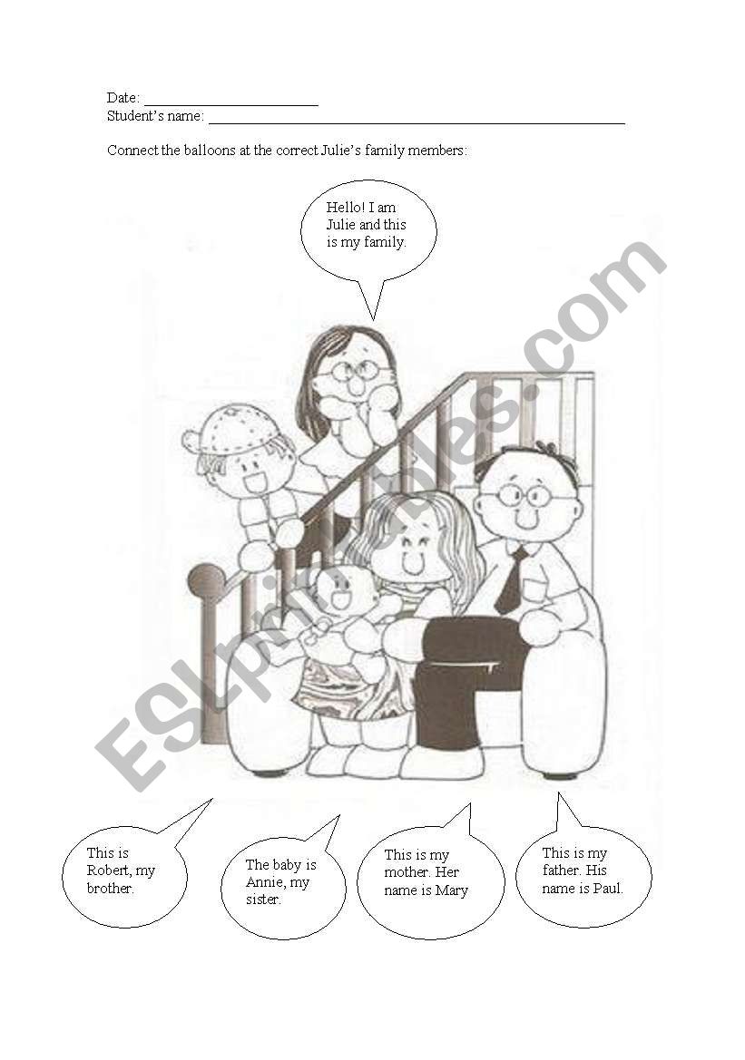 Family members worksheet