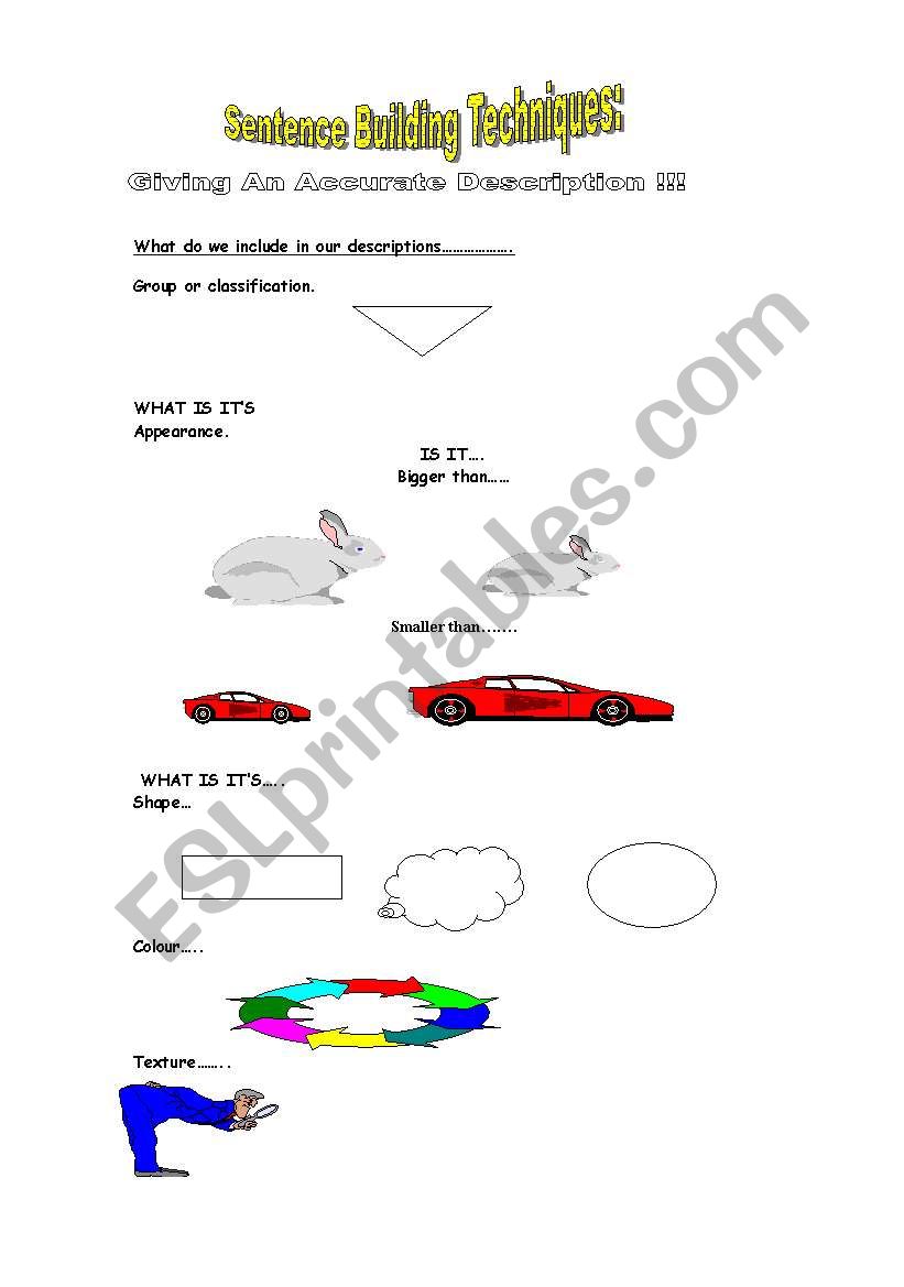 Sentence Building Techniques worksheet